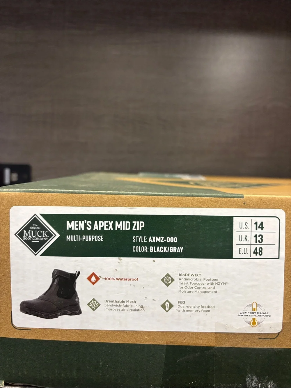 Men's Muck Apex Mid Zip Boots (Black) - Size 14